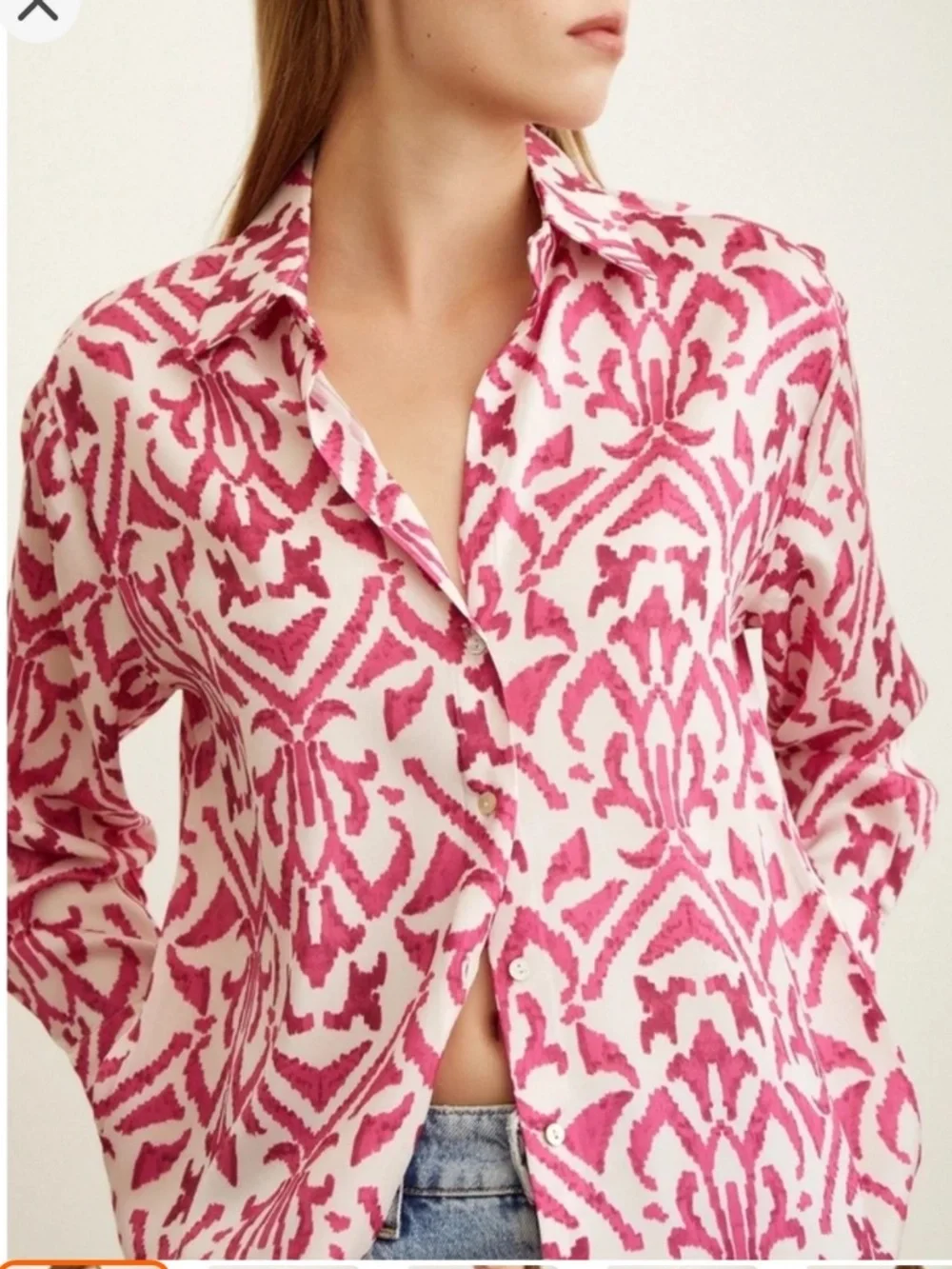 Michael KORS! Pink Patterned Button-Up Shirt!! M